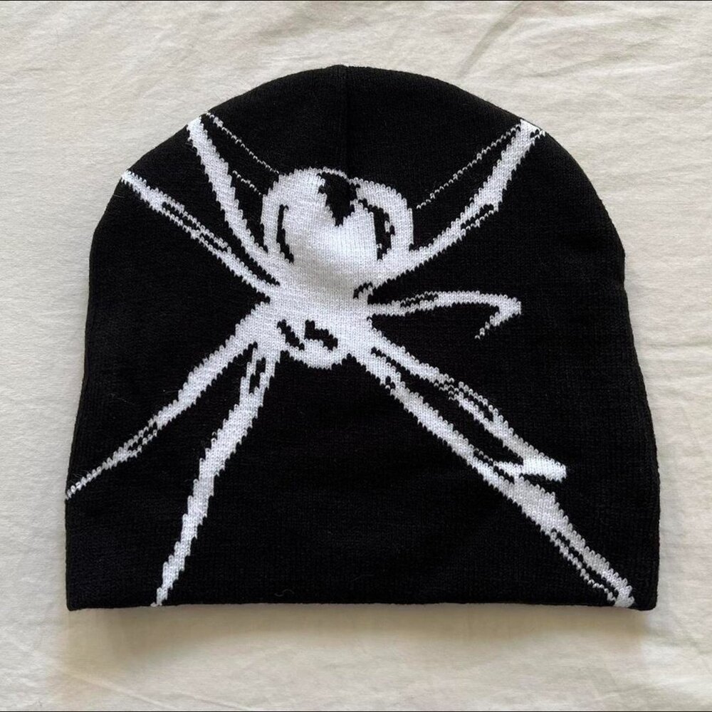 y2k 2000s grunge gothic punk spider black beanie - Picture 2 of 6